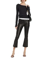 Le Crop Leather Mini Boot-Cut Pants