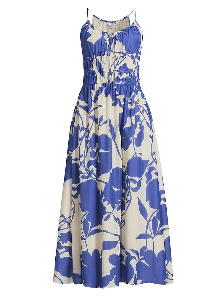 Roma Carinna Floral Silk-Cotton Midi-Dress