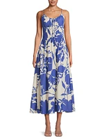 Roma Carinna Floral Silk-Cotton Midi-Dress