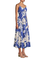 Roma Carinna Floral Silk-Cotton Midi-Dress