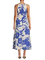 Roma Carinna Floral Silk-Cotton Midi-Dress