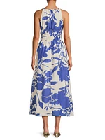 Roma Carinna Floral Silk-Cotton Midi-Dress