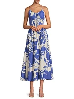 Roma Carinna Floral Silk-Cotton Midi-Dress