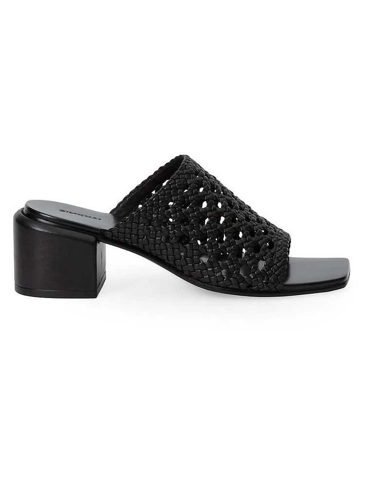 Elia 50MM Woven Leather Block-Heel Mules