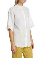 Piped Linen Oversized Shirt