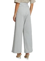 Cotton Gabardine Wide-Leg Trousers