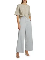 Cotton Gabardine Wide-Leg Trousers