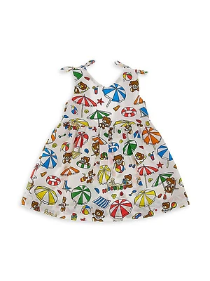 Baby Girl's & Little Girl's Teddy Bear Beach Print Dress