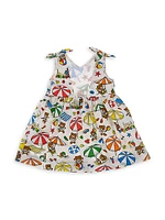 Baby Girl's & Little Girl's Teddy Bear Beach Print Dress