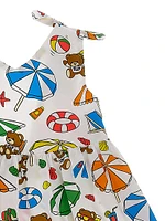 Baby Girl's & Little Teddy Bear Beach Print Dress