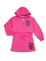 Little Girl's & Logo Zip-Up Hoodie Skirt Set