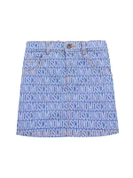 Little Girl's & Logo Jacquard Denim Skirt