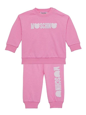 Baby Girl's & Little Girl's Teddy Bear Logo Sweatshirt & Joggers Set