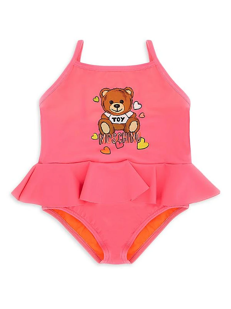 Baby Girl's & Little Girl's Teddy Bear Peplum Swimsuit