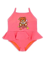 Baby Girl's & Little Girl's Teddy Bear Peplum Swimsuit