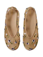 Marcy Floral Embroidered Mesh & Leather Flats