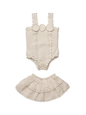 Baby Girl's Lillie Crochet Bodysuit & Skirt Set