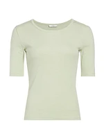 Elbow-Sleeve Cotton-Blend T-Shirt