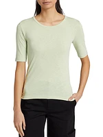 Elbow-Sleeve Cotton-Blend T-Shirt