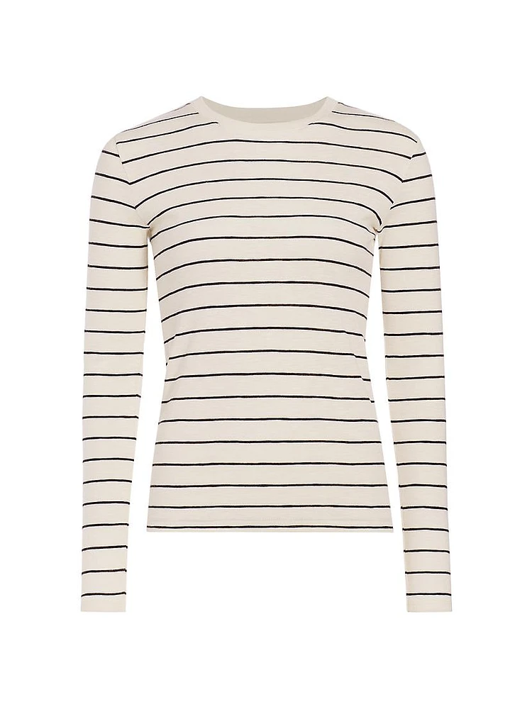 Striped Cotton-Blend Crewneck Long-Sleeve T-Shirt