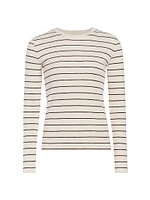 Striped Cotton-Blend Crewneck Long-Sleeve T-Shirt