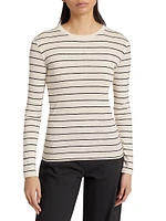 Striped Cotton-Blend Crewneck Long-Sleeve T-Shirt