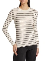 Striped Cotton-Blend Crewneck Long-Sleeve T-Shirt