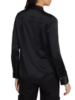 Silk Chest-Pocket Blouse