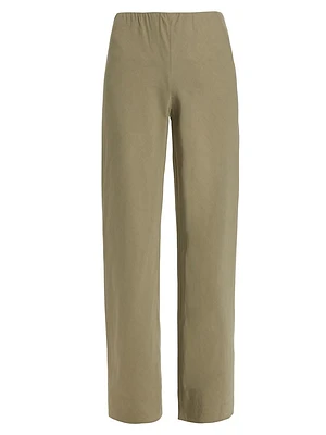 Cotton-Blend Straight-Leg Pants