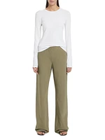 Cotton-Blend Straight-Leg Pants