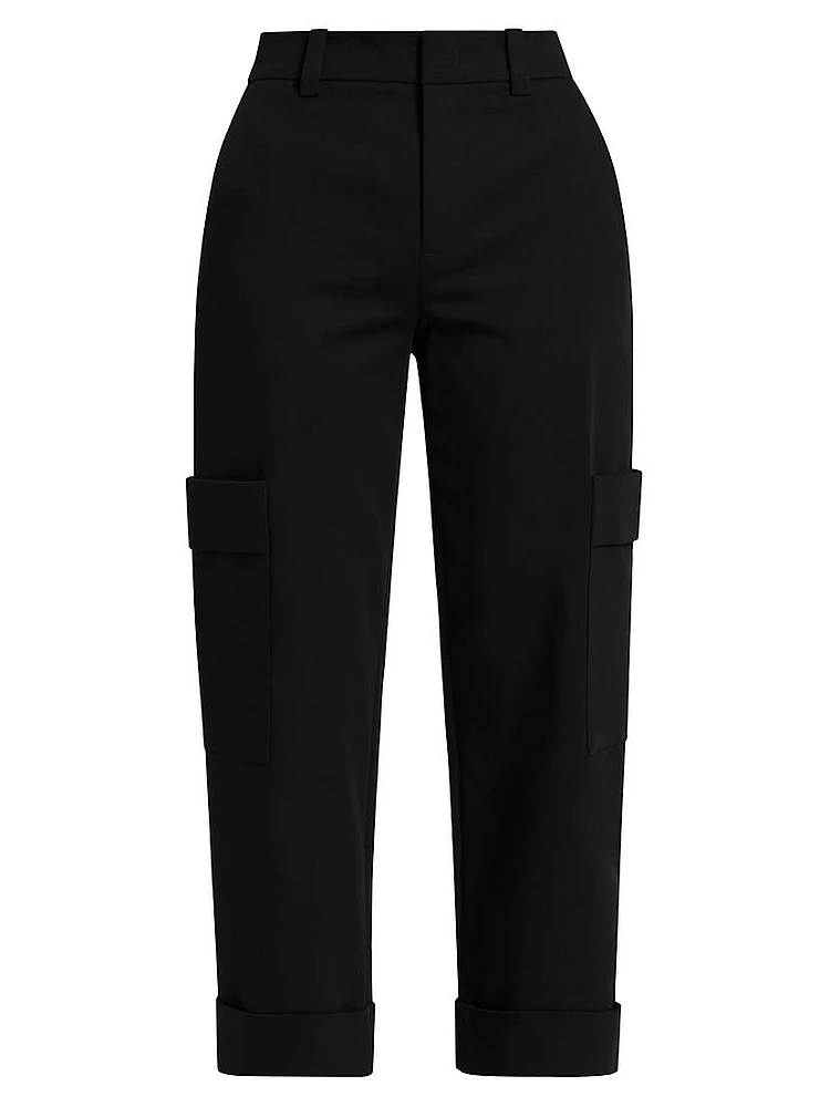 Stretch Cotton Cargo Crop Pants