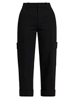 Stretch Cotton Cargo Crop Pants