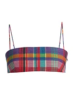 Plaid Tussah Silk Bandeau Top