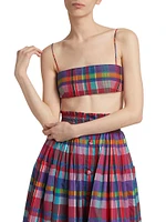 Plaid Tussah Silk Bandeau Top