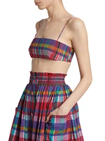 Plaid Tussah Silk Bandeau Top