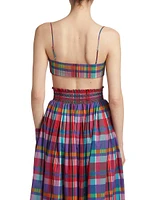 Plaid Tussah Silk Bandeau Top