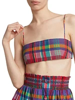 Plaid Tussah Silk Bandeau Top