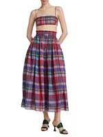 Plaid Tussah Silk Bandeau Top