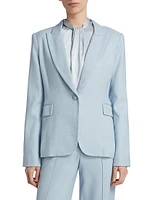 Stretch-Canvas Single-Breasted Blazer