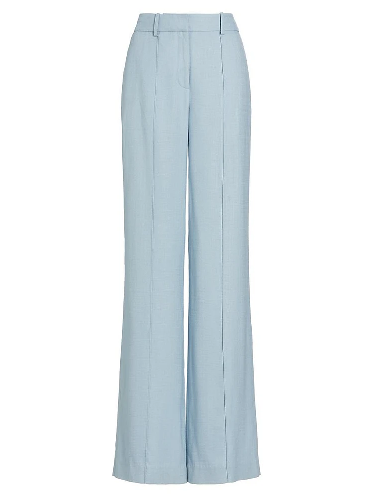 Wide-Leg Stretch-Canvas Trousers