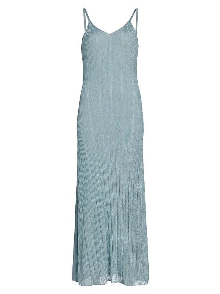 Metallic Rib-Knit Maxi Dress