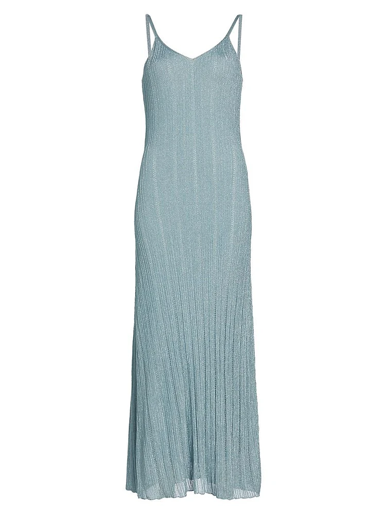 Metallic Rib-Knit Maxi Dress