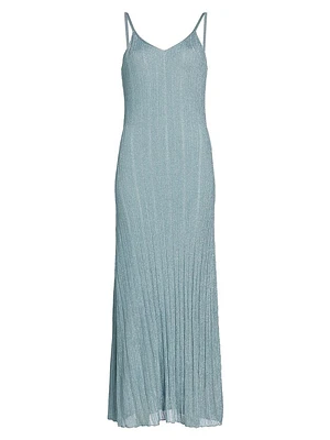 Metallic Rib-Knit Maxi Dress