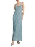 Metallic Rib-Knit Maxi Dress