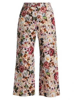 Alessia Floral Cropped Wide-Leg Pants