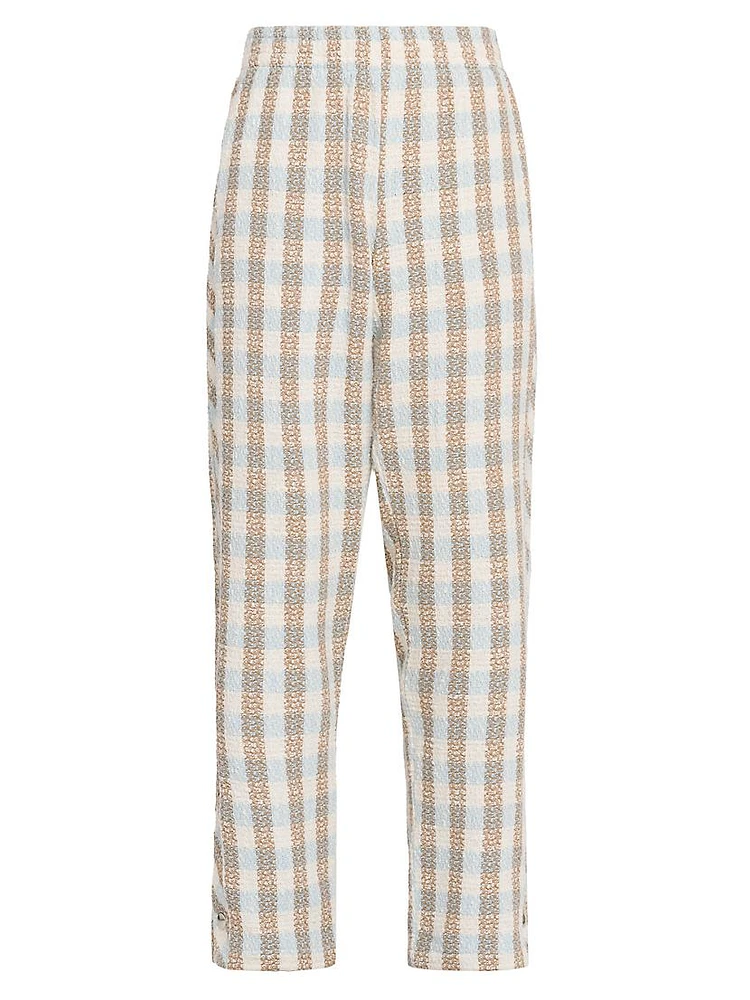 Checked Bouclé Wool-Blend Pants