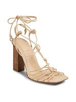 100MM Knotted Leather Ankle-Wrap Sandals