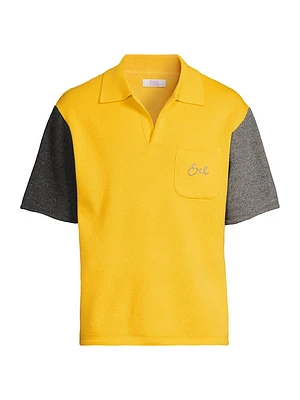 Colorblocked Wool-Blend Polo Shirt