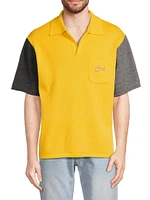 Colorblocked Wool-Blend Polo Shirt