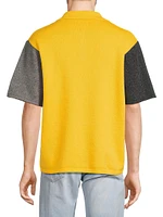 Colorblocked Wool-Blend Polo Shirt